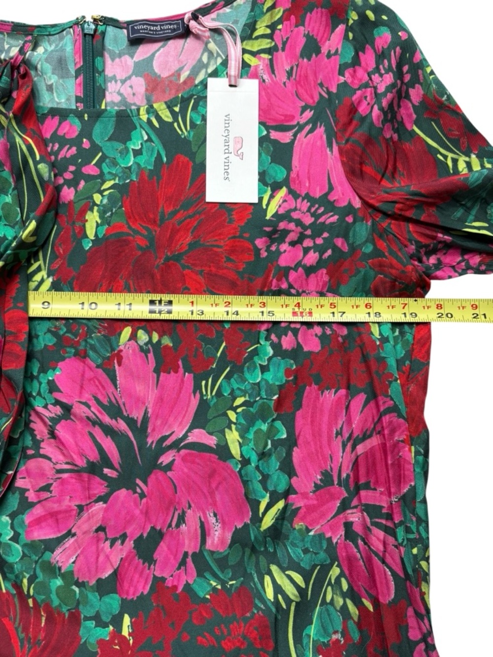 NWT Vineyard Vines Silk Blend Twill Midi Dress •  Size L • Brush Floral - Picture 7 of 13